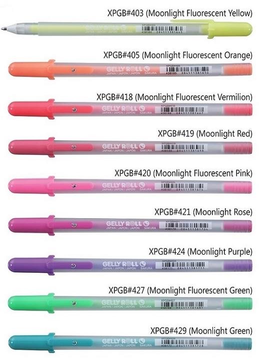 Bút gel màu dạ quang Sakura Gelly Roll Moonlight XPGB, 10 màu