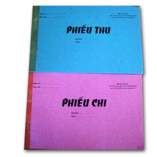 Phiếu thu chi 2/3 liên giấy cacbonless 13x19