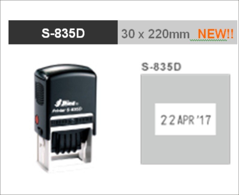 Dấu Shiny S835D logo công ty, logo thương hiệu,ngày tháng năm bên trong logo