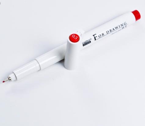 Bút Marvy 4600 chính hãng màu Đỏ 0,3, 0,5, brush Drawing Pen