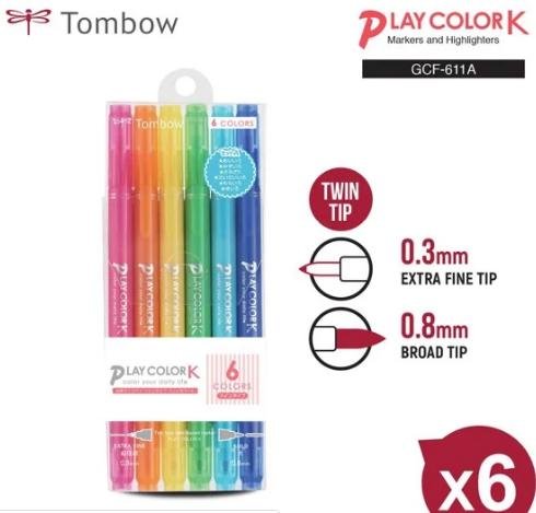 Bút vẽ trang trí 2 đầu Tombow PLAY COLOR K - Bộ 6 màu GCF-611A